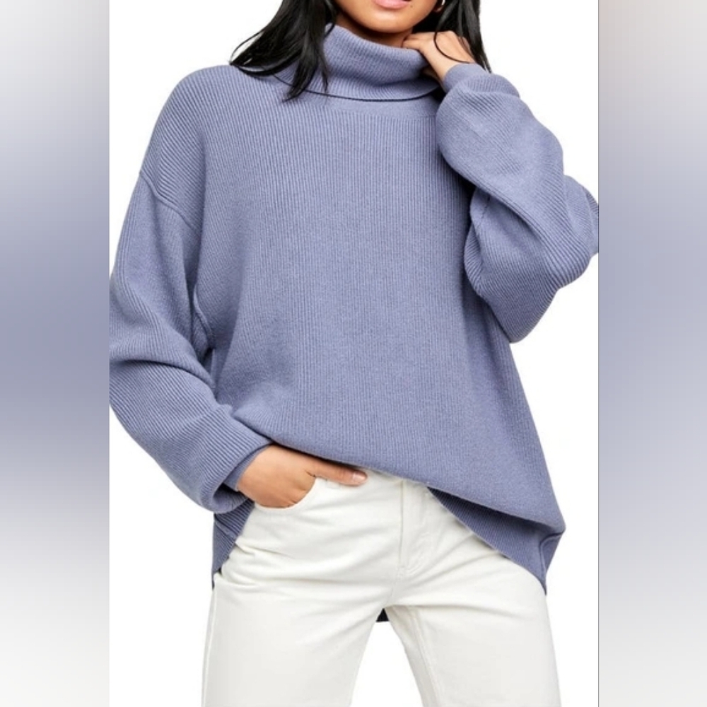 Free People Softly Structured Cowl Neck Oversized Tunic Sweater In Cloud